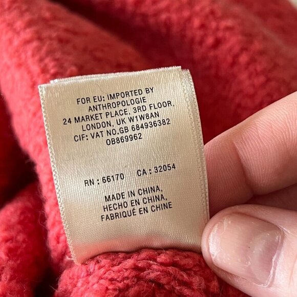 Anthropologie Fuzzy‎ Nubby Alpaca Blend Clayton Sweater V-Neck Oversized Pink XS - Picture 9 of 9